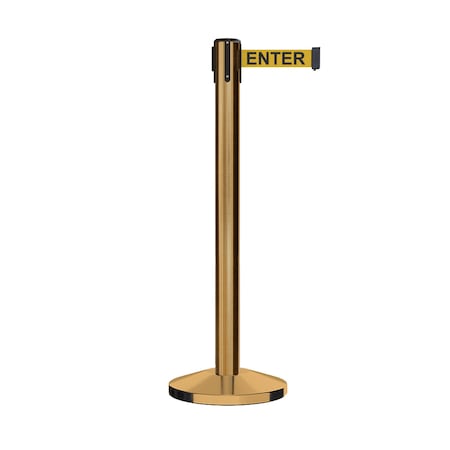 Montour Line Stanchion Belt Barrier Sat.Brass Post 14ft. Caution Belt ES660-SB-CAUYB-140